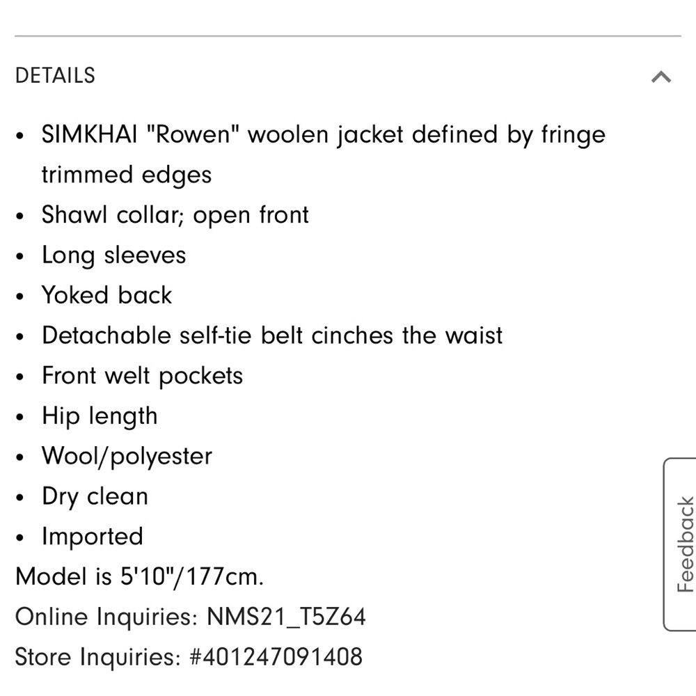 SIMKHAI Rowen Fringe Belted Wool Jacket - Picture 16 of 16